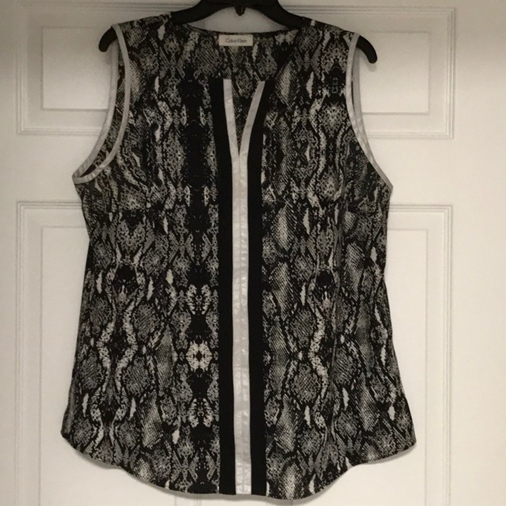 Calvin Klein Monochrome Snake Print Sleeveless Blouse 28” long